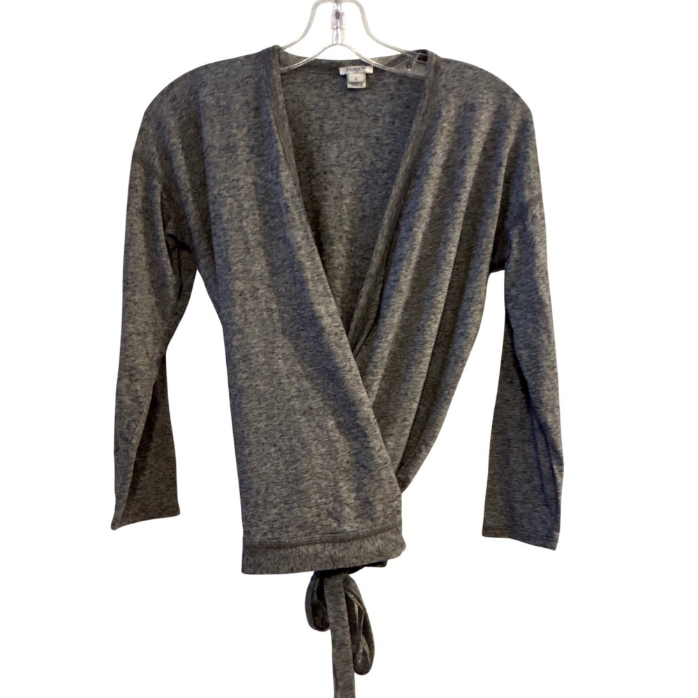 J Crew Grey Heathered Wrap Cardigan Tie Front Sweater Top S‎ Linen Blend